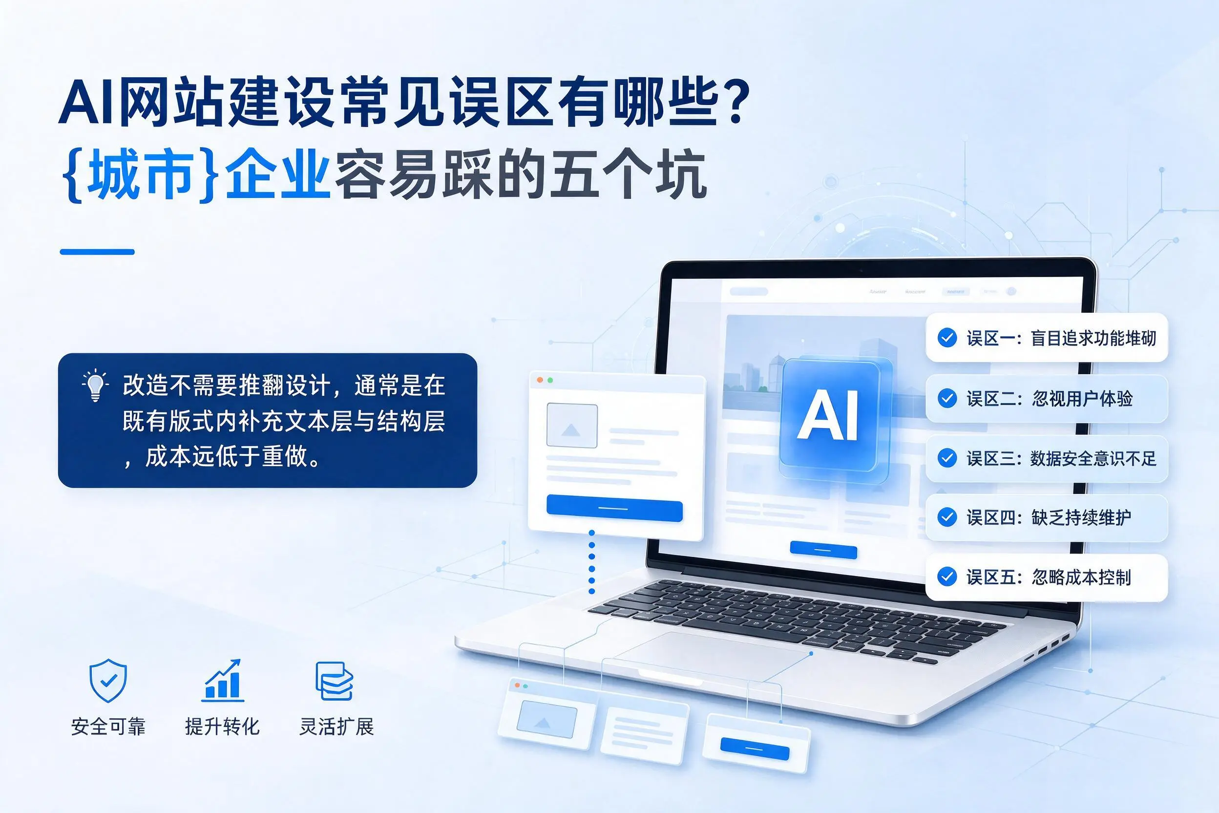 AI网站建设常见误区有哪些?乌兰察布企业容易踩的五个坑